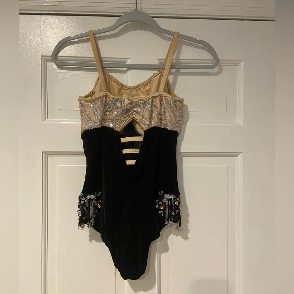 Glamour Gold and Black Sequined Dance Leotard